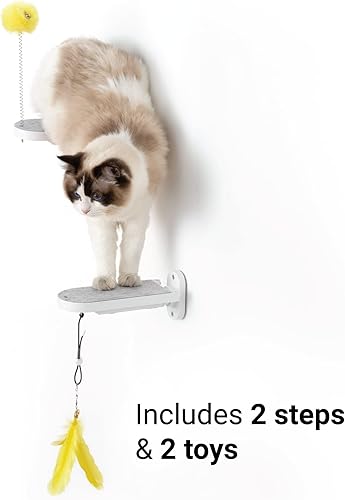 Miniatura 4 de SVD.PET Paquete de 2 escalones de pared para gatos, escaleras de escalada para gatos con almohadilla de fieltro reemplazable, estantes de escalada