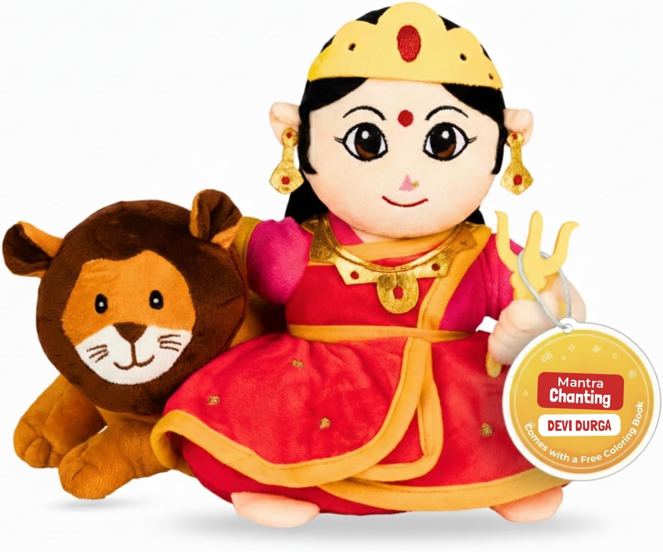 - Mantra Chanting Devi Durga |As Seen on Shark Tank | Musical Soft Stuffed Plush Toy | Non-Toxic, Safe | Best Birthday Gift for Newborn Kids | Free Colouring Book | Medium 26 CM
