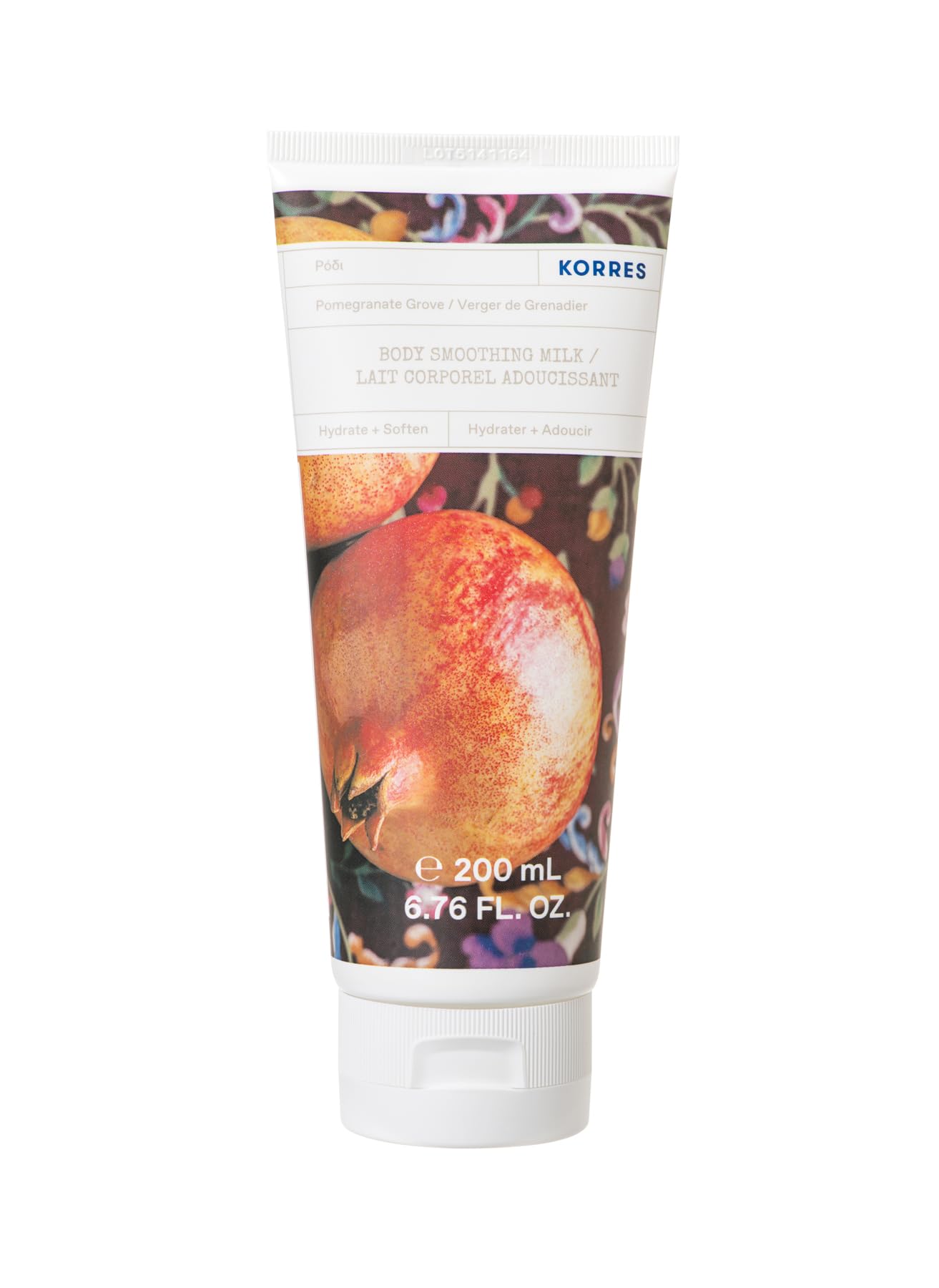 KORRES Pomenar Grove düzleştirici vücut sütü, Aloe Vera ile, meyve aromalı, sulu nar, vegan, dermatolojik olarak test edilmiştir, silikon ve paraben içermez, 200 ml