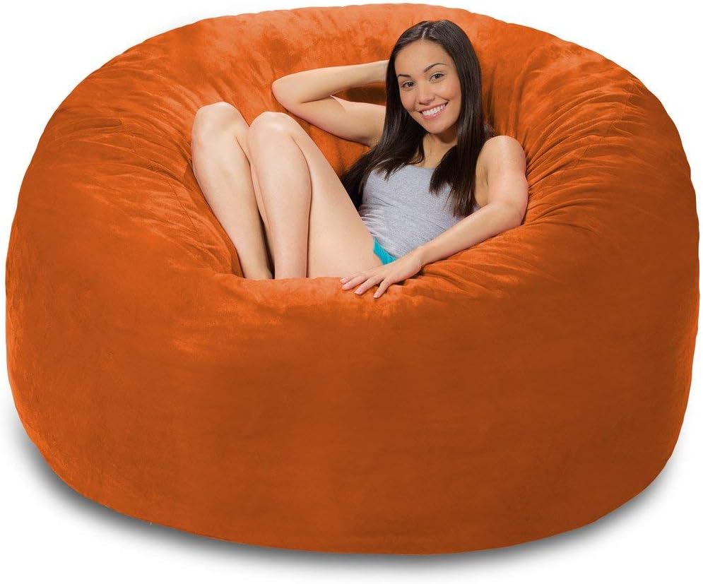 4 ft Bean Bag Chair Cover Only Large Washable Furniture Bean Bag Replacement Cover Without Bean Filling by Ink Craft Purple