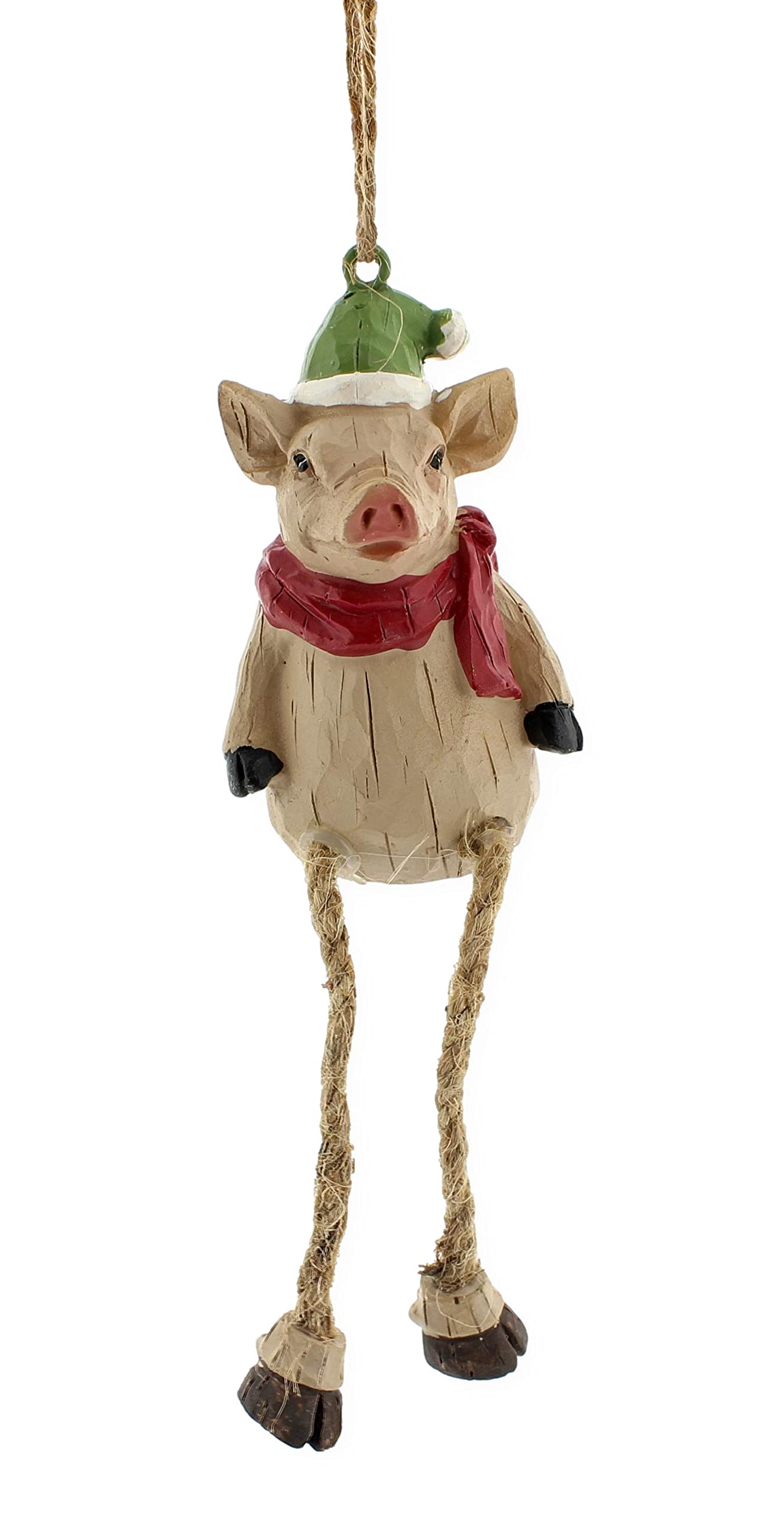 Festive Pig Ornament with Dangling Legs