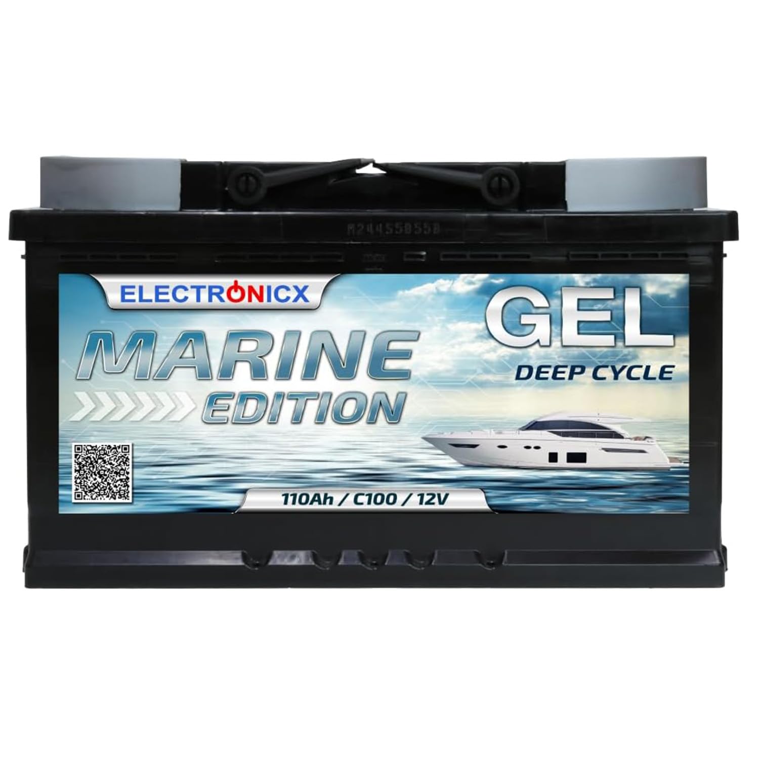 Electronicx GEL Akumulator Zasilający 12V 110Ah / 110 Ah Marine Edition – Technologia GEL, 315x175x190 mm, Biegun dodatni po prawej stronie, Deep Cycle – do łodzi, instalacji solarnych,vanów