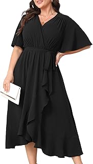 Plus Size Formal Wedding Guest Cocktail Dresses for Curvy Women Maxi Dre...