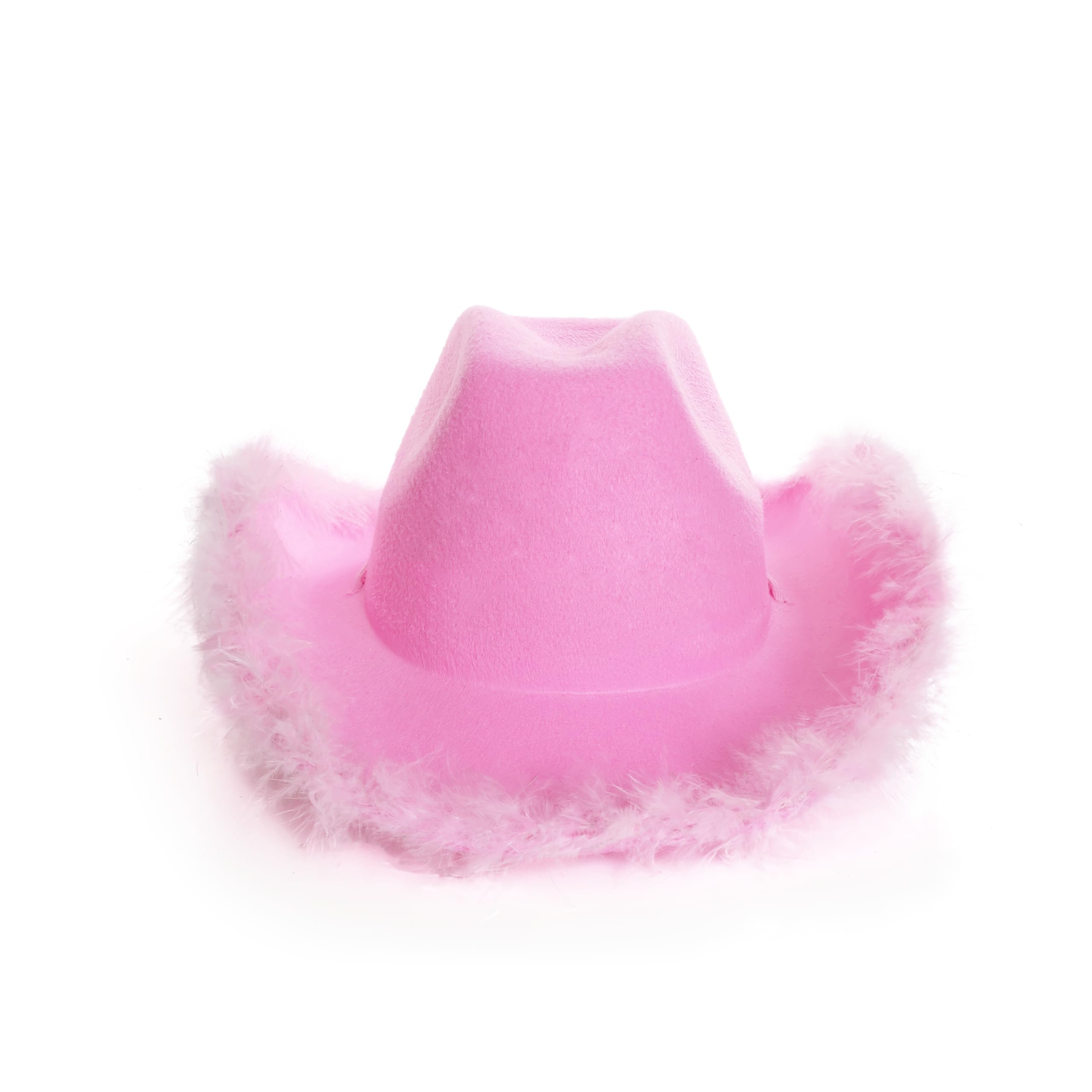 Lilac Marabou Cowgirl Hat - Pack of 12 - Cowboy Hat with Marabou Trim - Fluffy Feather Trim Cowboy, Hen Party Western Fancy Dress Accessory โ image 1