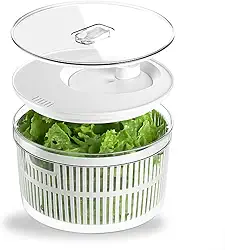 CONJUNTO SECADOR E ORGANIZADOR DE SALADA LEGUMES VERDURAS | 5,5 LITROS COM CESTO OU | CLEAR FRESH BRANCO COM ESCORREDOR