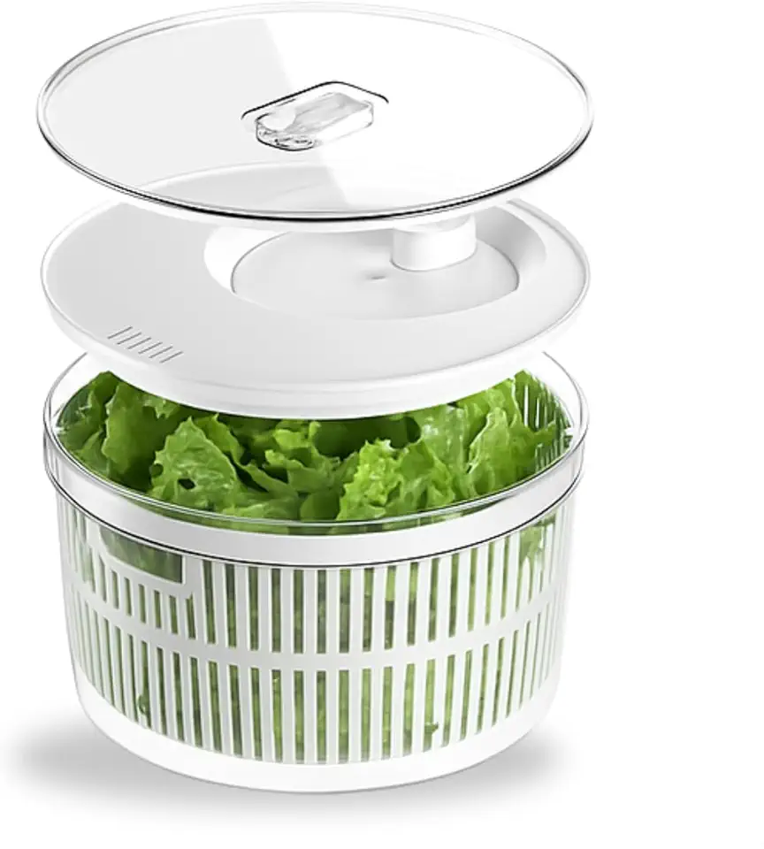 CONJUNTO SECADOR E ORGANIZADOR DE SALADA LEGUMES VERDURAS | 5,5 LITROS COM CESTO OU | CLEAR FRESH BRANCO COM ESCORREDOR