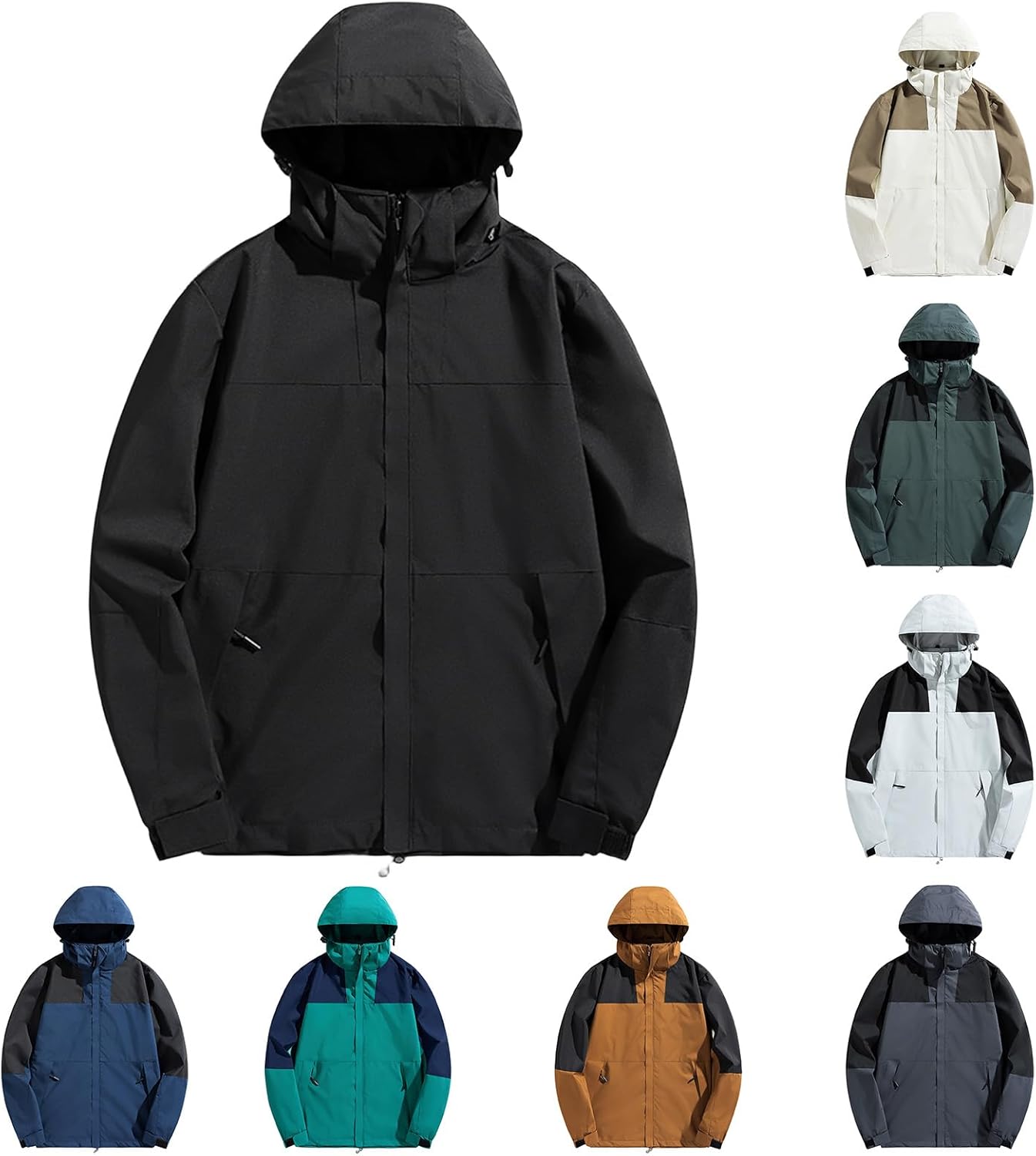 Mens Lightweight Waterproof Rain Jacket Shell Jacket Packable Windbreaker Raincoat with Hood for Hiking Travel Outdoor