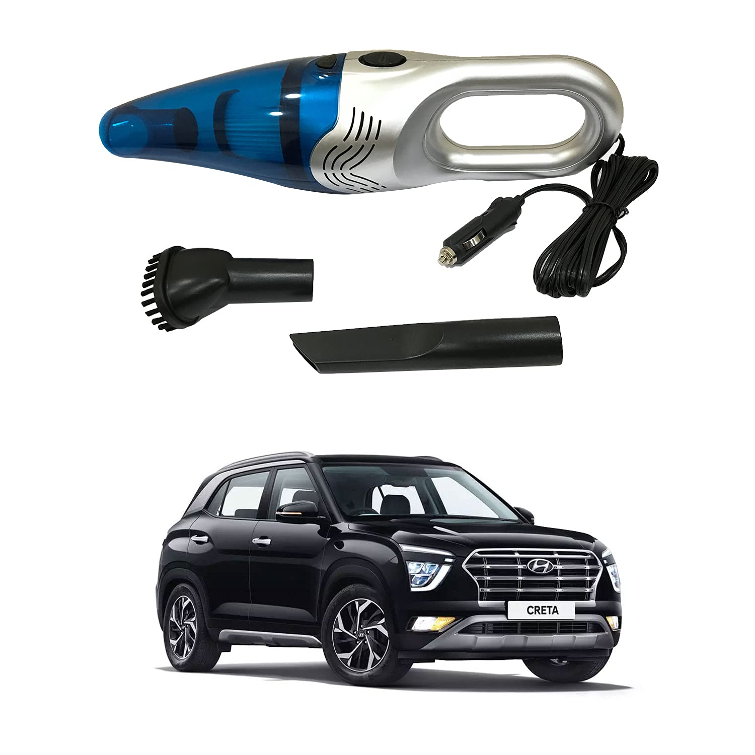 Oshotto 3500PA 12V (OSHO-VC-03) 100W Portable Car Vacuum Cleaner Compatible with Hyundai Creta 2020-2025 (Silver)-picture-21