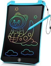 BlueSwan Children's Drawing Tablet Toy 2 3 4 5 6+ Years, 10 Inch LCD Magic Slate Colourful Travel Activities for Toddlers, Car, Airplane, Educational Gift Essentials for Boys Girls, Blue
