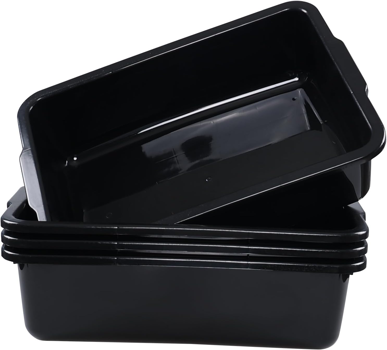 Sadstory Black Plastic Commercial Bus Tub, 35 L Plastic Large Bus Box, 4 Packs
