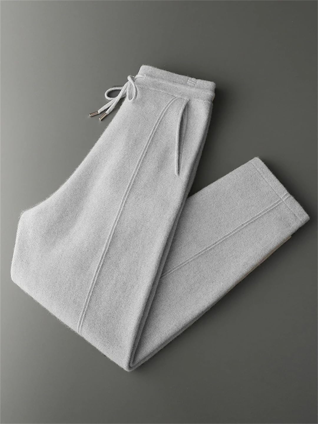 Men’S Cashmere Harem Pants Knit Elastic Waist Soft Warm Casual Lounge Trousers