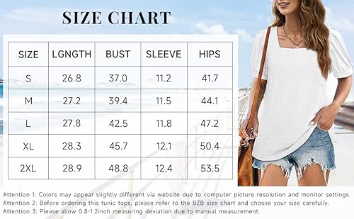 Spring Tops Womens 2023 Pleated Short Sleeve Shirts Flowy Tunics For Leggings White L #TOP5