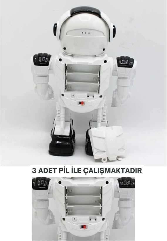 Giffy/Oyuncak Disk Atan Robot Pilli Işıklı Ve Müzikli 25 Cm Dev Robot Eğlenceli Etkileşimli Sesli Ve Hareketli Robot (Mavi)
