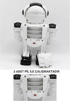Giffy/Oyuncak Disk Atan Robot Pilli Işıklı Ve Müzikli 25 Cm Dev Robot Eğlenceli Etkileşimli Sesli Ve Hareketli Robot (Mavi)