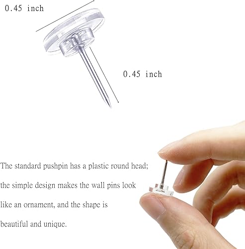 Miniatura 2 de FITULABO 100 alfileres de plástico, cabeza de plástico de acero para pulgar, tachuelas para pared, tableros de anuncios de corcho para mapa,