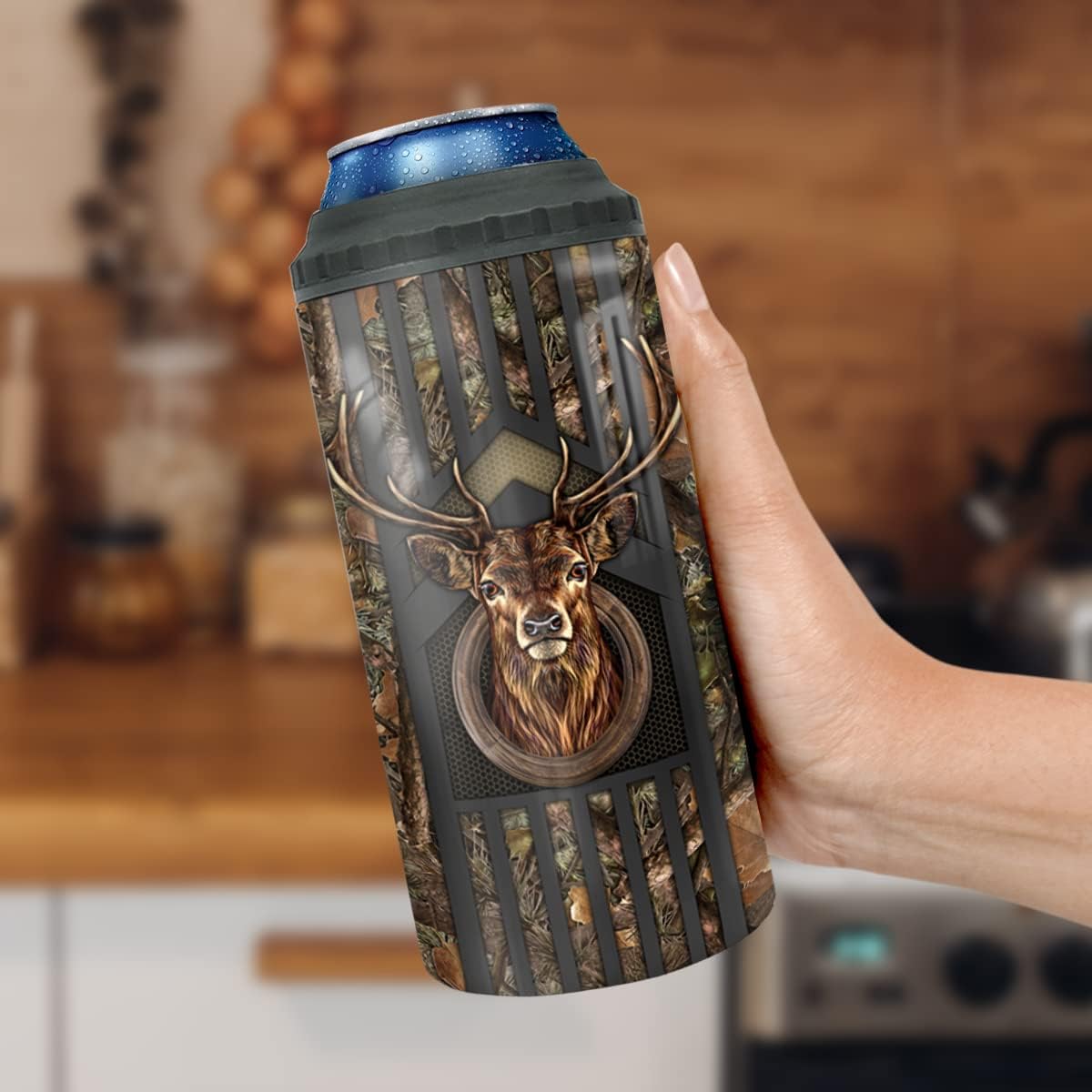 winorax Deer Hunting Tumbler 4-in-1 Can Cooler Hunter Gifts For Men Hunters Stainless Steel 12oz Thermos Insulated Tumblers Travel Coffee Mug Cup With Lid Cups Gift For Men Women Dad Papa