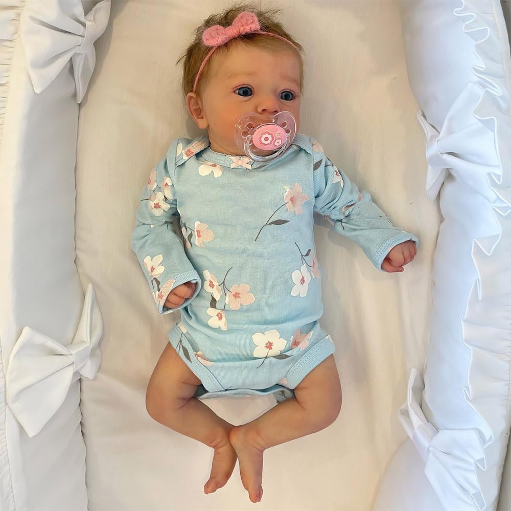 Reborn lalka niemowlęca dla dziewczynki, 18 cali, ręcznie robiona lalka Reborn Baby miękka tkanina bawełniana na ciało, wygląda i czuje się jak prawdziwe prawdziwe dziecko