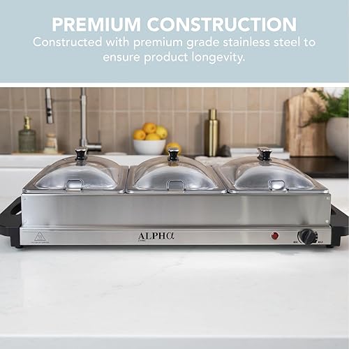 Miniatura 4 de Alpha Living Calentadores de alimentos de 3 x 2.5 cuartos de galón para fiestas, servidores y calentadores de bufé, suministros de catering de