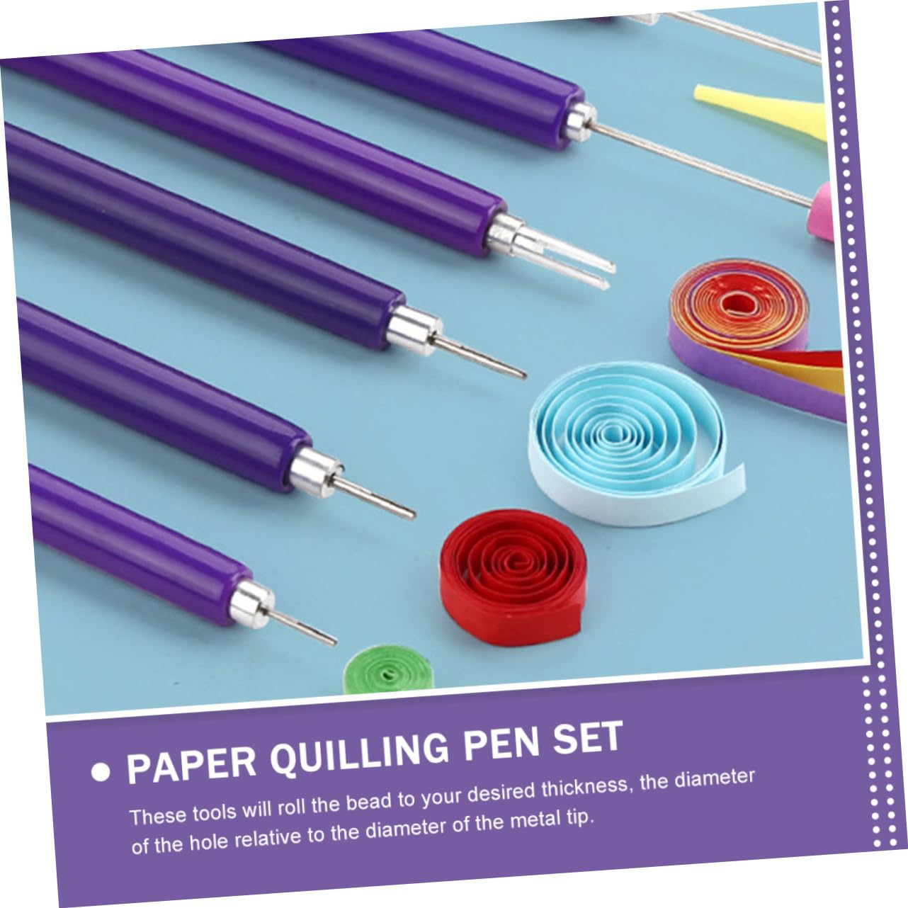 Artibetter 5 Sätze Rollpapier und Stiftset Quilling-Werkzeuge für Papierhandwerk Quilling-Kits Papierquilling -Kit für Anfänger Quilling Paper Rolling Kit Rostfreier Stahl Violett