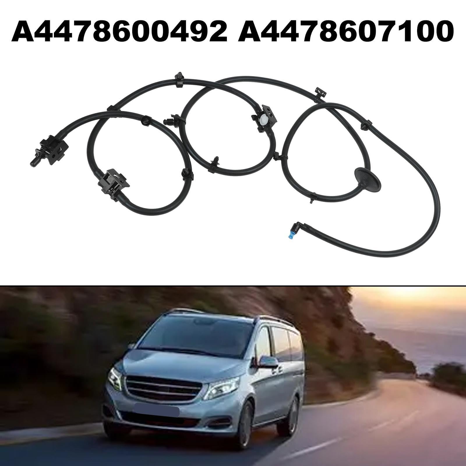 Tubo de manguera de lavadora, para Mercedes Vito W447, pieza exterior de repuesto de ABS negro, números OEM A4478600492 y A4478607100
