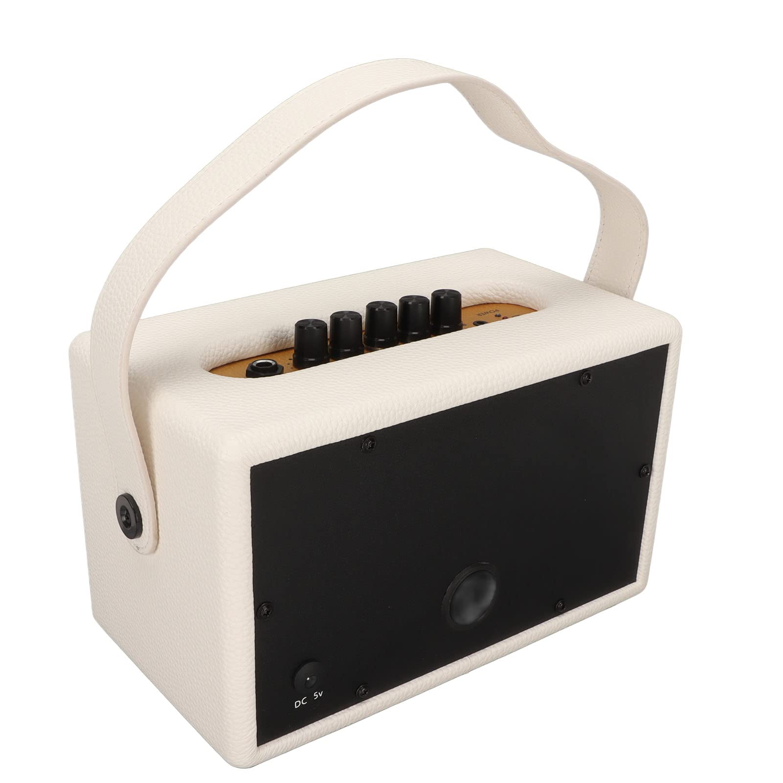Vintage-Bluetooth-Lautsprecher aus Leder mit Starkem Bass, Kabelloser Musikplayer für Outdoor-Performance, Büro und Zuhause, 1 Einheit (Weiß)