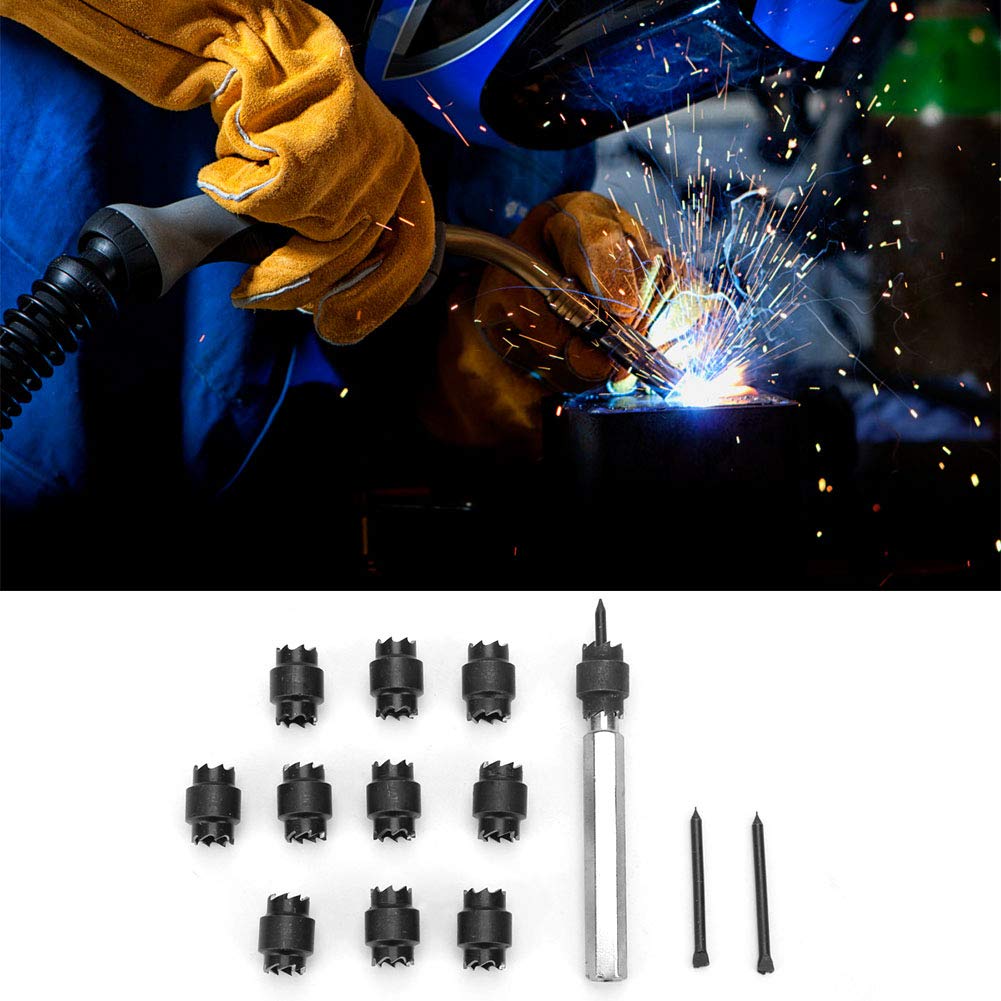 13Pack Spot Weld Cutter Set Double Sided, 3/8" HSS Hex Sheet Metal Hole Cutter Spot Weld Remover Drill Bits