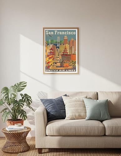 Miniatura 6 de San Francisco California - Teleférico en Chinatown - United Air Lines - Póster vintage de viaje de aerolínea por Joseph Fehér c.1950s - Impresión