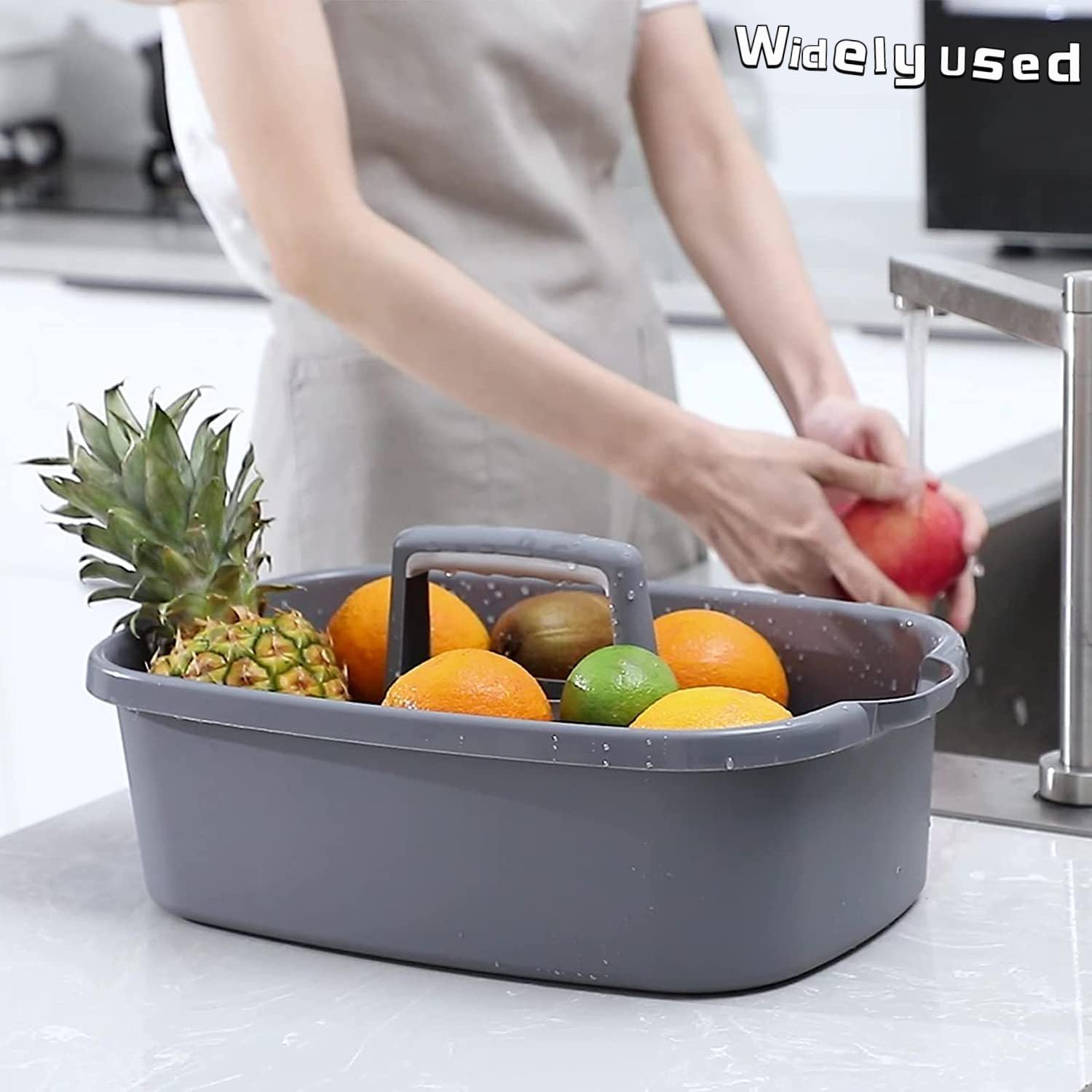 AMPLIN Large Cleaning Supplies Caddy Portable Shower Basket Supply Organizer with Handle Plastic Bucket Tool Storage for Bathroom, Bedroom, Kitchen, College Dorm, Garden, Dark Gray 1
