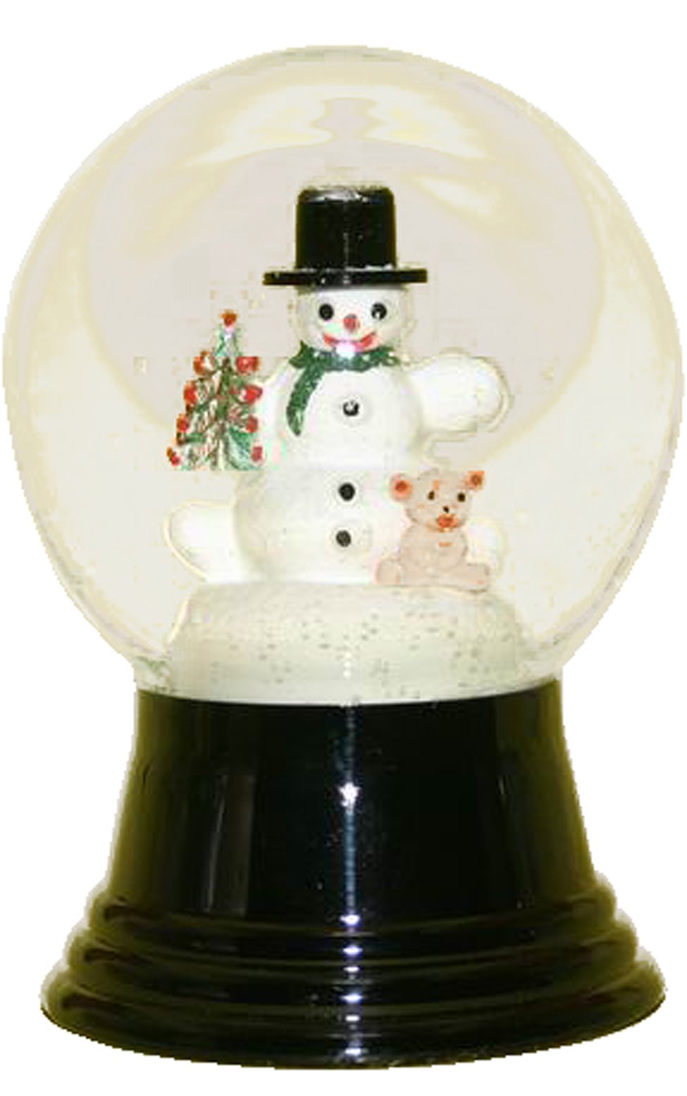 Alexander Taron Importer PR1477 Perzy Snowglobe-Medium Snowman with Bear-5" H W x 3" D, 5" x 3" x 3", Black