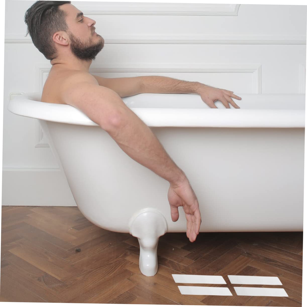 PRETYZOOM 5Pcs Skid Shower Stickers Self Adhesive Non Slip Strips for Bathtub Stairs Pool Safety Textured Grip Pads with Scraper for Enhanced Traction and Slip