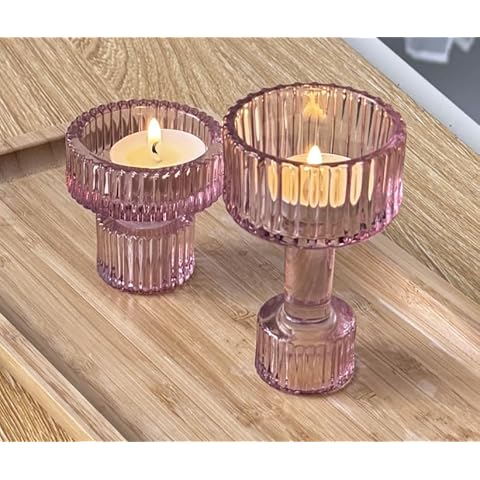 Candlestick Holders Bulk, 6 Pcs Pink Combination Candle Holders Set, Crystal Candle Holders for Wedding, Table Centerpiece, Home Decoration Cover