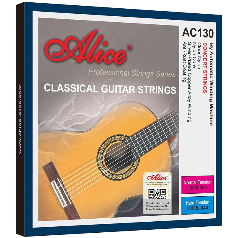 Alice AC130H Classical Guitar String Set, Clear Nylon Plain String, Silver Plated Copper Alloy Winding, Anti-Rust Coating-image-21