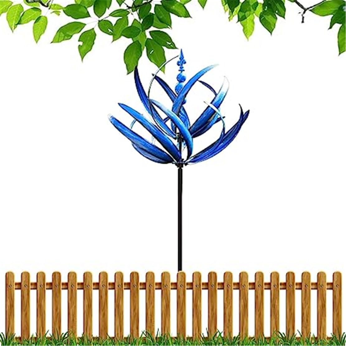 HADAVAKA Outdoor Wind Spinner, Wind Spinner for Garden, Wind Sculptures Spinners, Dynamic 3D Windmill, With Metal Garden Stake, Gardening Plug Wind Spinners Decor For Yard, Garden, Outside (Blue)