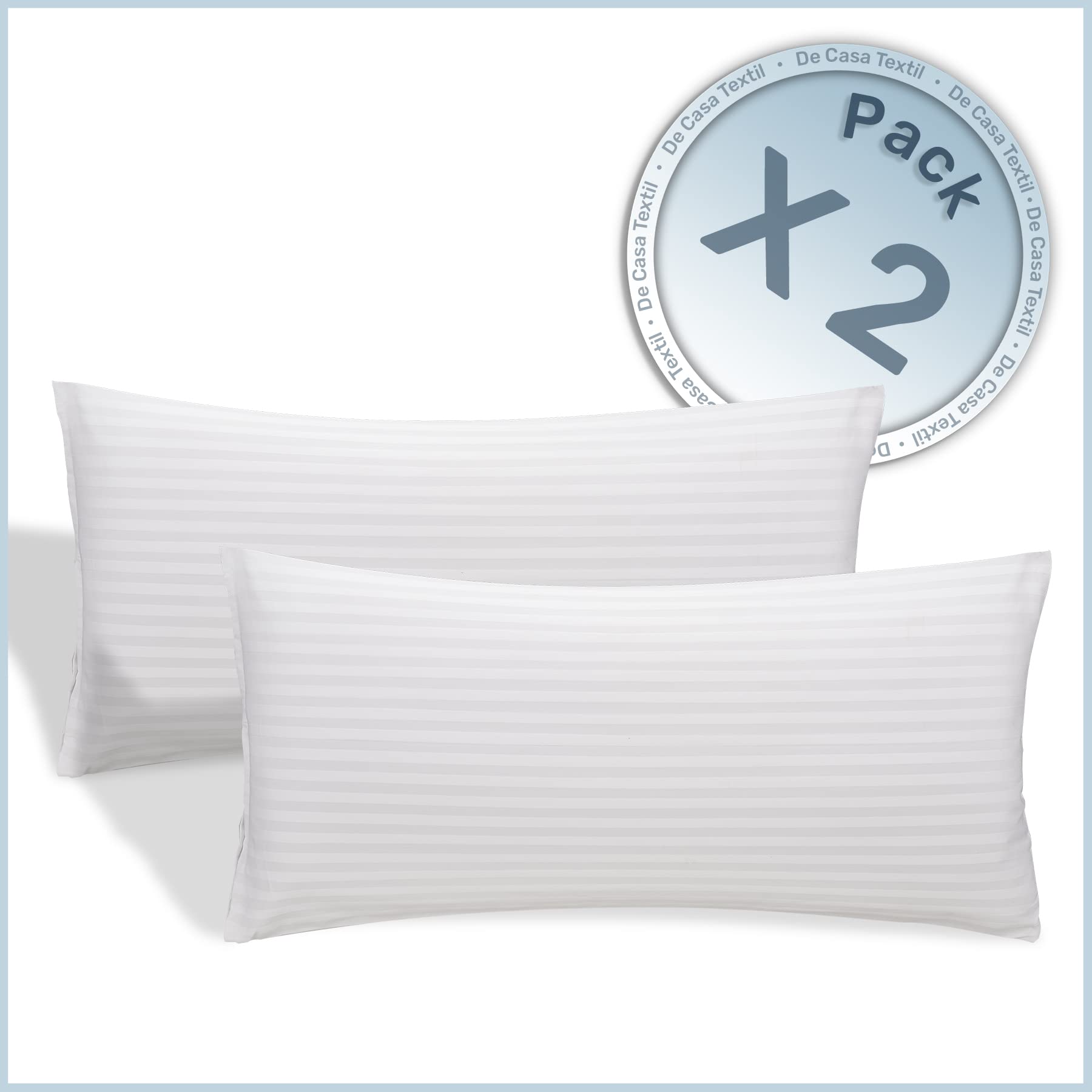 DECASATEXTIL®- Almohada para un Descanso de Calidad, con Funda cutí, núcleo de Fibra Hueca siliconada de Alta Densidad, indeformable, Lavable, hipoalergénica.-Pack 2-40 X 90cm