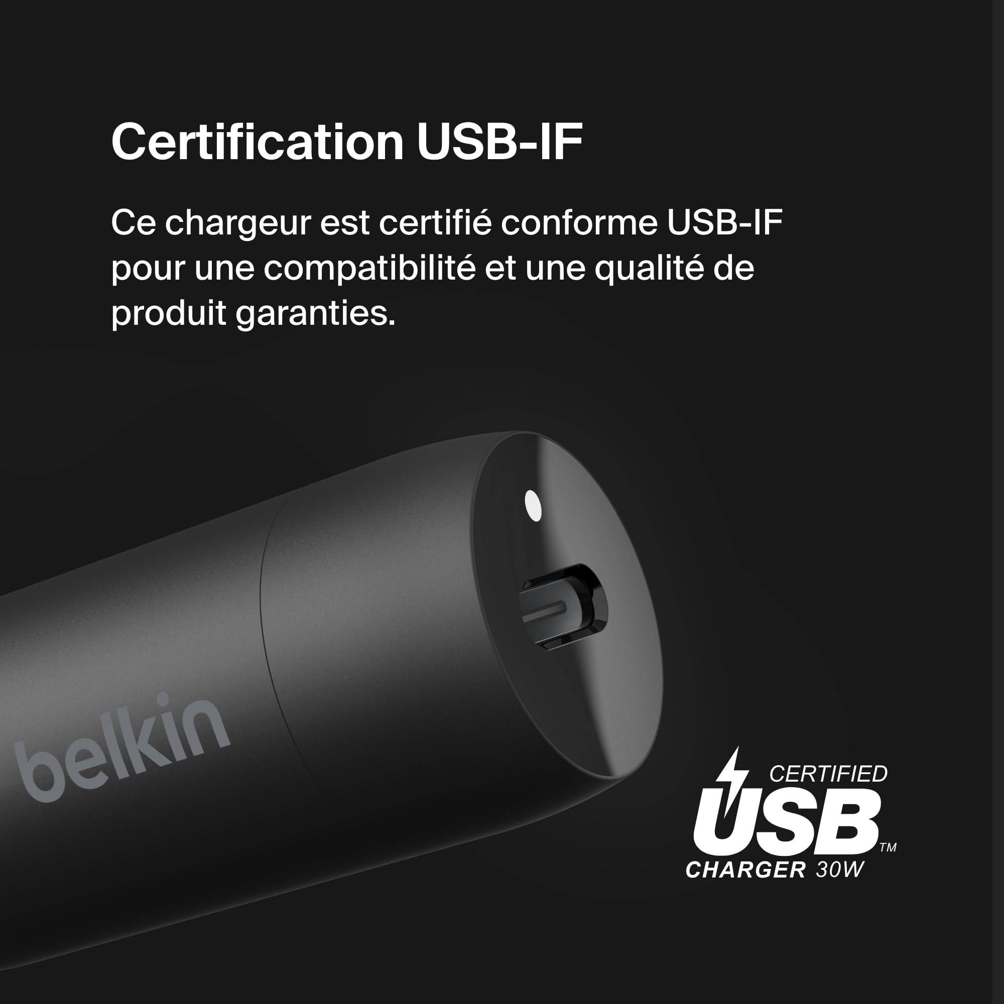 BELKIN Chargeur cable usb C 20 watts noir