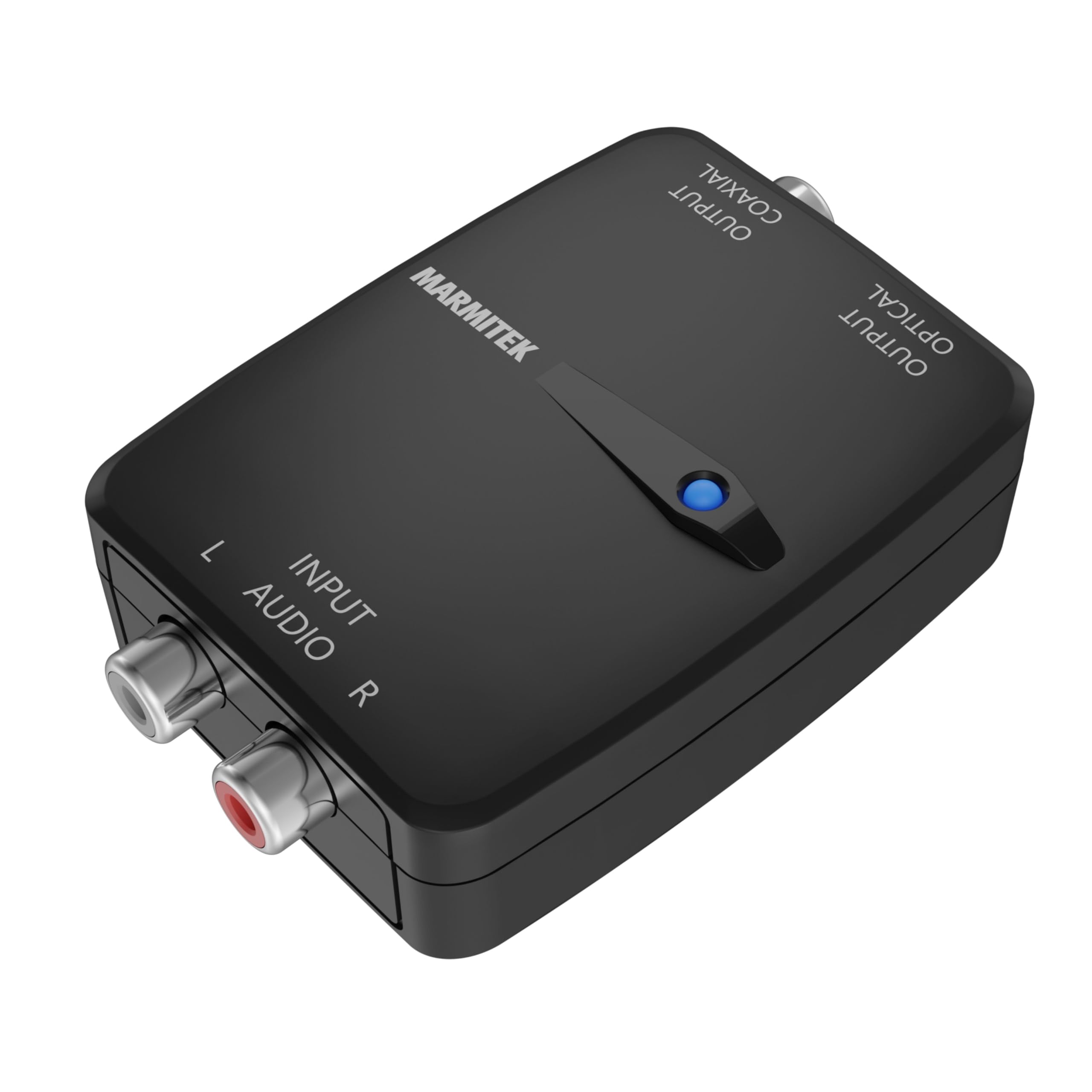 Marmitek Connect AD12 - Analog Digital Wandler ADC RCA Toslink Koaxial | Audio Converter für TV, Verstärker und Soundbar, Cinch RCA auf Toslink oder Koaxial, 48 kHz LPCM und Plug & Play
