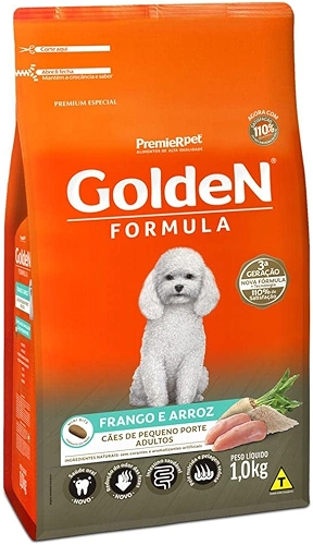 Golden - Ração Fórmula Mini Bits para Cães Adultos de Pequeno Porte Sabor Frango e Arroz - 10,1kg Premier Pet para Todas Pequeno Adulto -