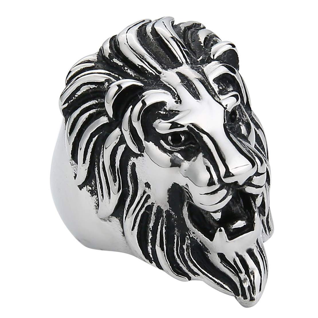 Malvina King Lion Head Silver Color Stainless Steel Roaring Lion Head Unique Design Ring for Men and Women (B07X36636B) Amazon Price History, Amazon Price Tracker