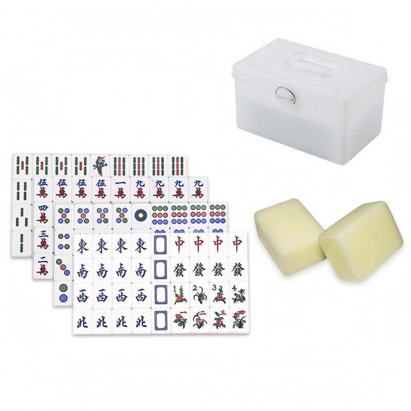 Fichas Mahjong Letras Chinas Rectangulares Color Amarillo con Caja 8