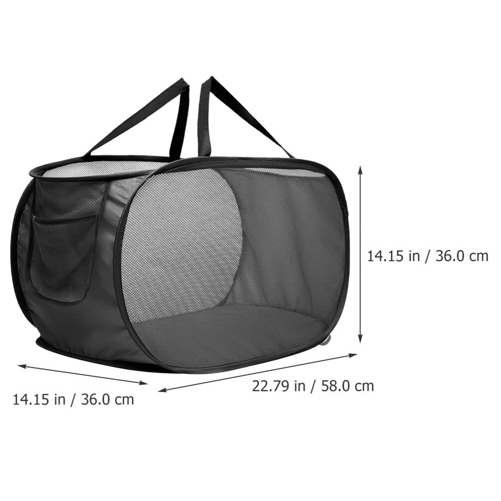 Cabilock Large Capacity Laundry Hamper Mesh Laundry Organizer Foldable Storage Baskets Black