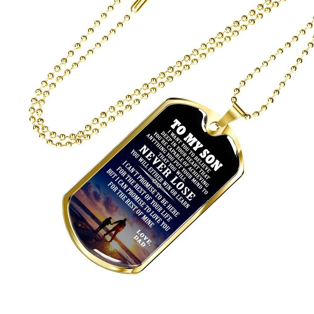 to My Son Dog Tag from Dad - Personalized Son Luxury Necklace penant - Hilarious Pendant Gift for Son - Hight Quanlity - Luxury Military Necklace - Military Inspired Dog tag