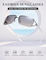 Vista 3 de kimorn Lentes de sol rectangulares para mujeres y hombres, elegantes sin marco, de moda, retro, estilo de los años 90, marco cuadrado vintage K1314