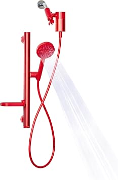 Sproos! - Shower Kit + Filter, Red - Slide bar, 3 Spray Functions Plus Pause, Extra Long 70 Inch Hose - Easy DIY Installation - High Pressure Performance