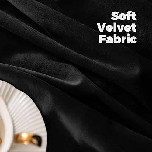 Miniatura 5 de BGment Cortinas de terciopelo negro de 90 pulgadas para dormitorio, cortinas de decoración de Halloween, cortinas opacas con aislamiento térmico con