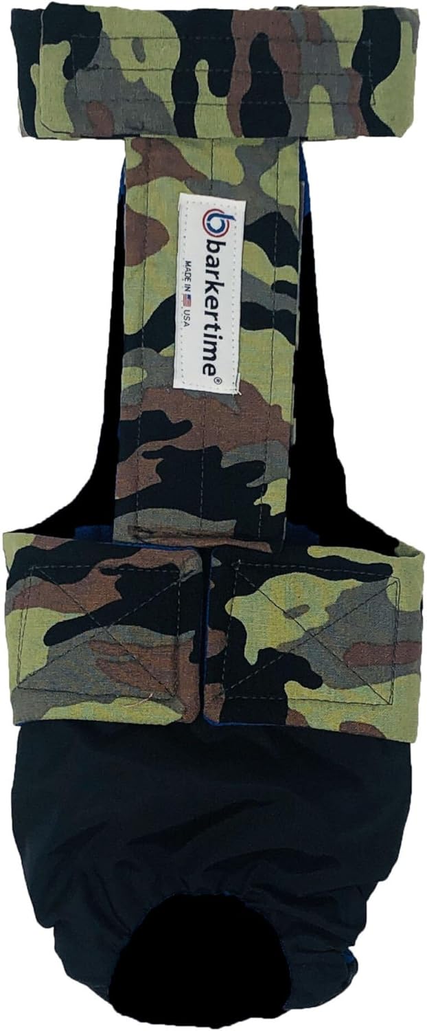 Camo on Black Dog Diaper Overall, XXL, with Tail Hole - Made in USA