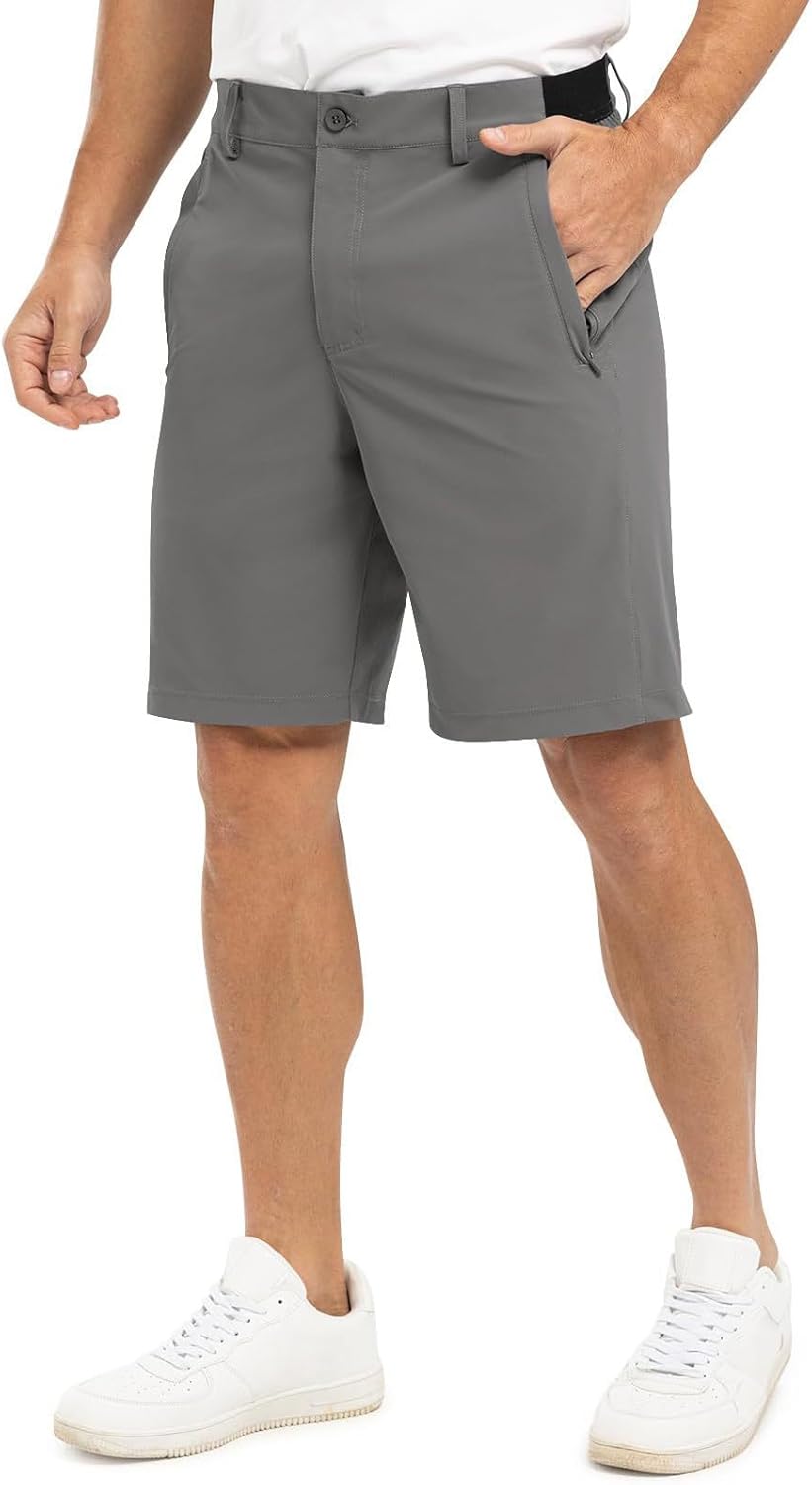 Golf Shorts Men Button Elastic Waist Outdoor Hiking Shorts Classic Summer Regular Travel Workout Stretch Cargo Short