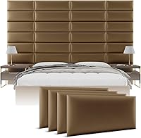Vista 24 de Cabeceras tapizadas Vänt - Paneles de pared para montar en la pared tamaño Queen/Full - Champán neutro metálico - Juego de 4 paneles