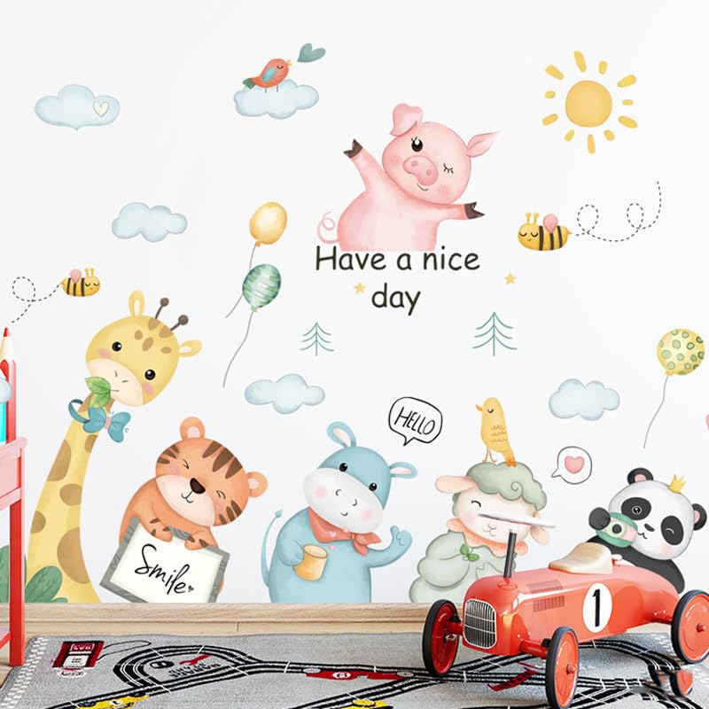 Image of Cute Animal Affirmation Wall Stickers for Kids Room Bedroom Living Room Door Study Boho Nursery Wall Decoration Wall Sticker for Baby Boy Girl Room Bedroom Nursery Playroom Decor