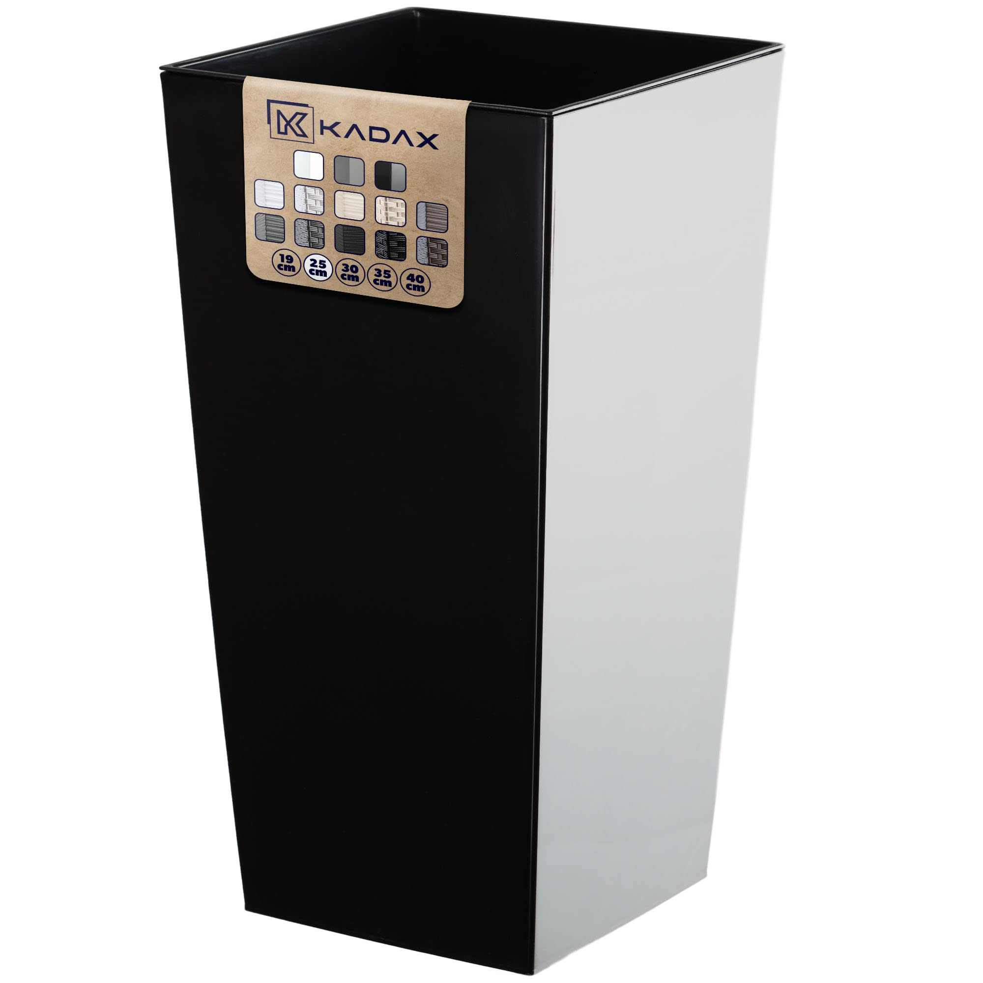 KADAX Macetero Alto de Diseño Moderno para Plantas de Interior y Exterior, Maceta Grande de Plástico, Jardinera Alta (Negro, Liso, 46.5 cm)