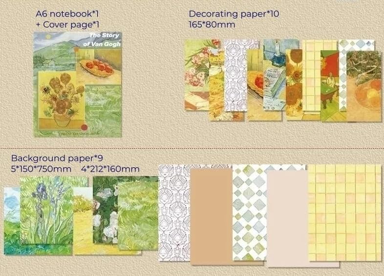 Image of VOTDOT (346Pcs) Paper Junk Journal & Scrapbook Kit, Scrapbooking Supplies Kit with Creative Decor Journaling Supplies, Stationery, Stickers, A6 Grid Notebook with Graph Ruled Page Gift for Girl (VD Yellow )